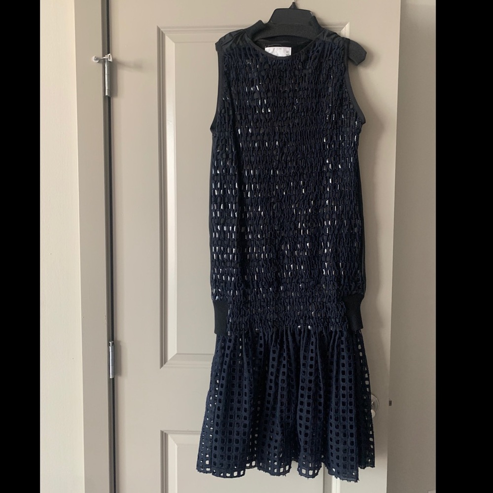 Sacai Angliase Embroidered Navy dress